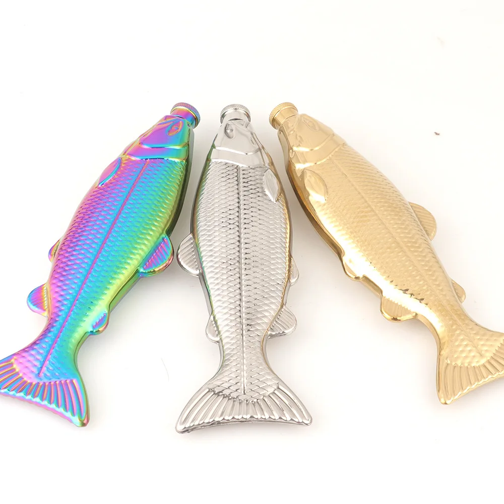 Trout-fish-shape Hip Flask 5oz Alcohol Bottle With Funnel Mini Pocketstainless Steel Party Drinkware For Outdoor Travel