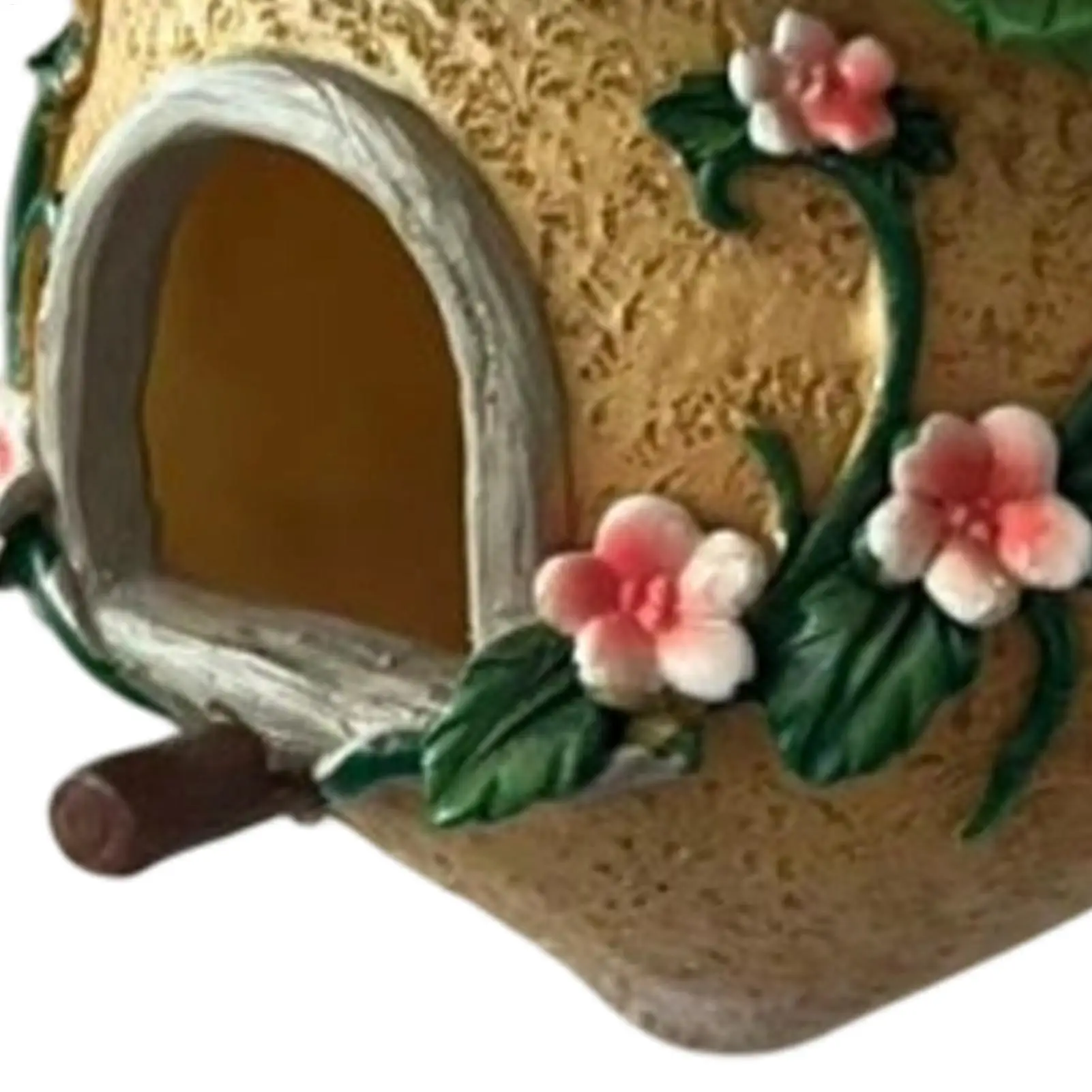 Bird House with Flower Waterproof Resin Leaf Roof Nesting Box Outside Wild Bird Houses Nest Feeder for Hummingbird Sparrow Robin