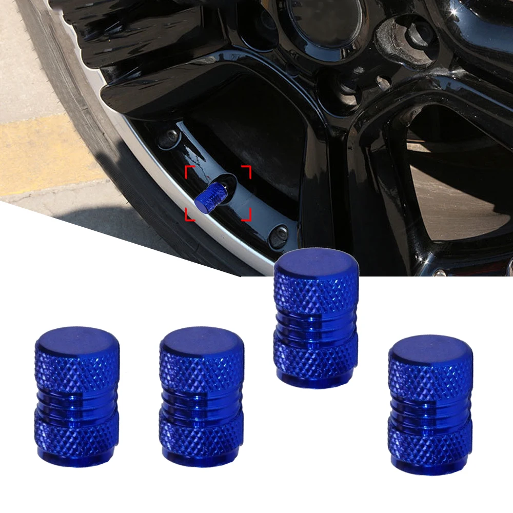 

4x Car Tire Nuts Cap Wheel Valve Stems Dust Cover Knurling Tire Valve Cap Aluminum Tire Stem Air Valve Caps Car Accessories