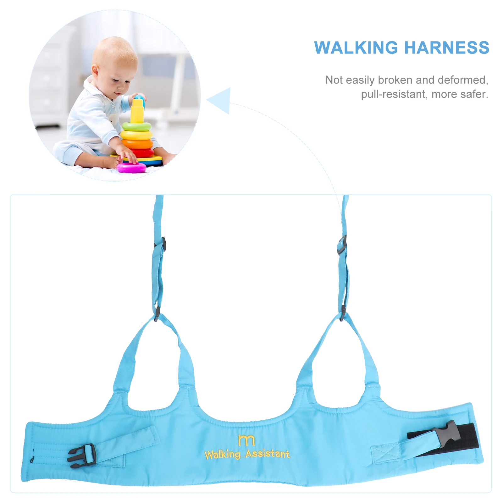 Handheld Baby Walker Helper Kid's Safe Walking Harness Blue Adjustable Soft Cotton Reduces Back Pain Handheld Blet