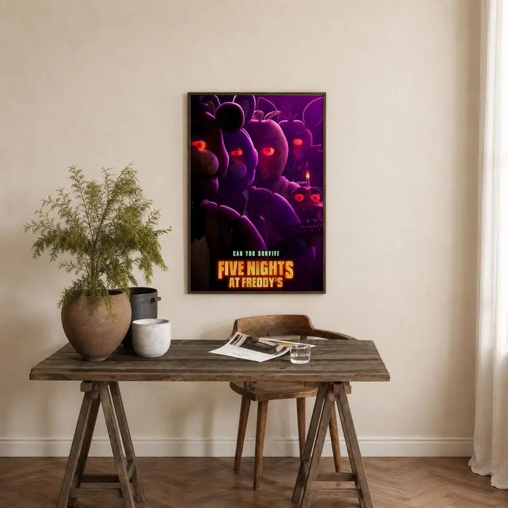 Game Fnaf Five nights At Freddys Poster Self‑Adhesive Waterproof PP Poster Coffee House Bar Wall Art Sticker Room Home Decor