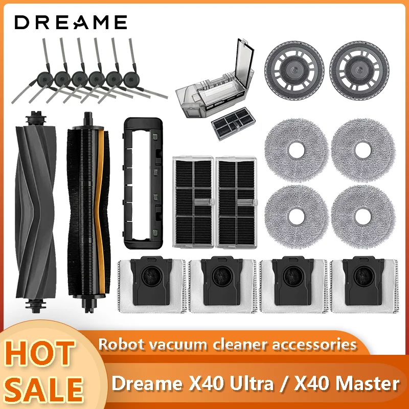 Dreame X40 Ultra / X40 Master Accessories Main Side Brush Mop Cloth Dust Bag HEPA Filter Robot Vacuum Replacement Parts