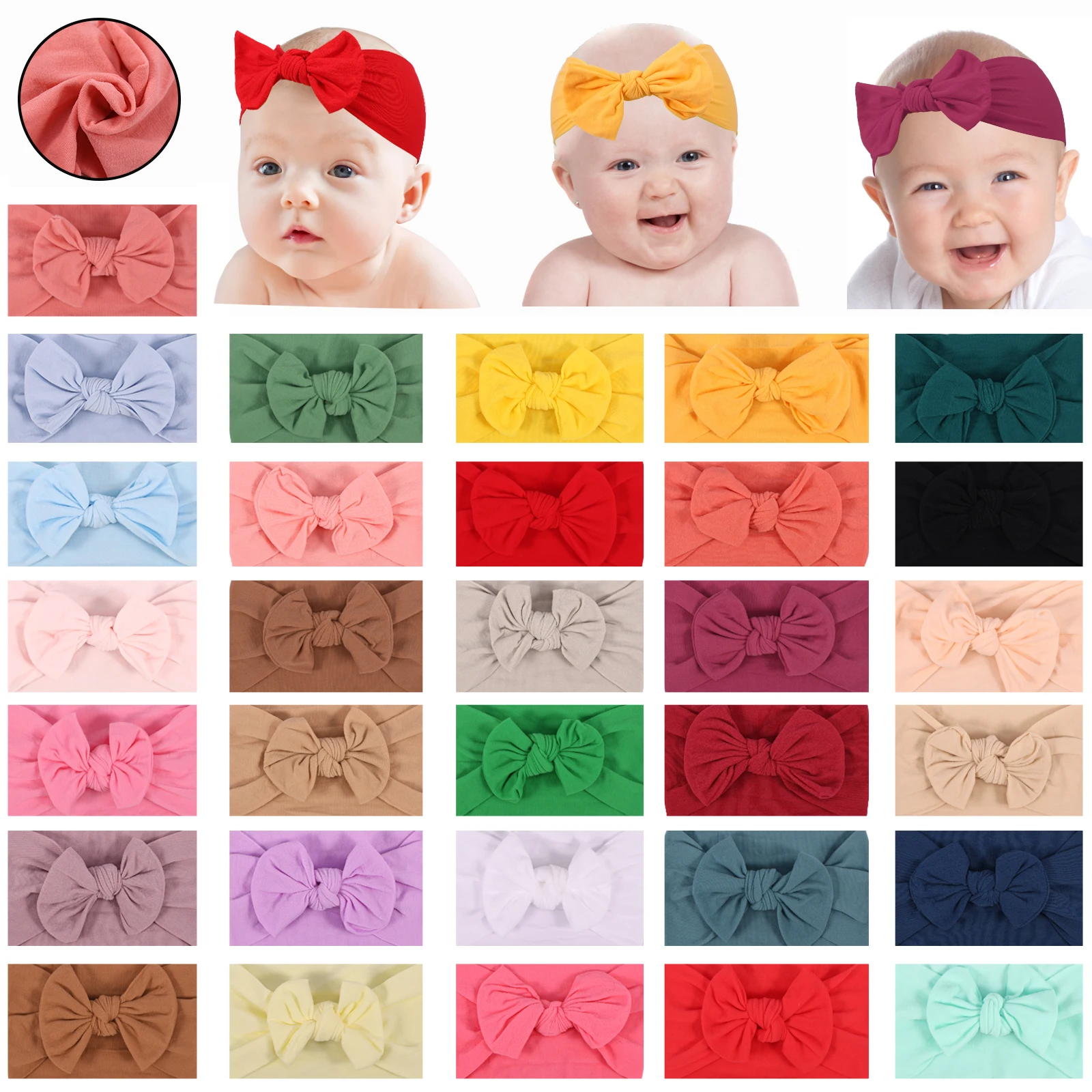 

31/62PCS Baby Soft Headband Big Bowknot Headscraf Infant Nylon Headties Dress Hair Accessories Babe Headwear for Newborn Infant