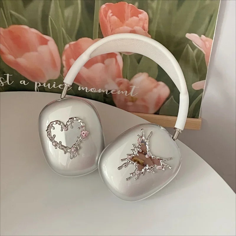 Original Heart MirrorY2K Airpods Max Headphone Case Cover Soft Shell Custom Art Airpods Case Headphones Accessories Decoration
