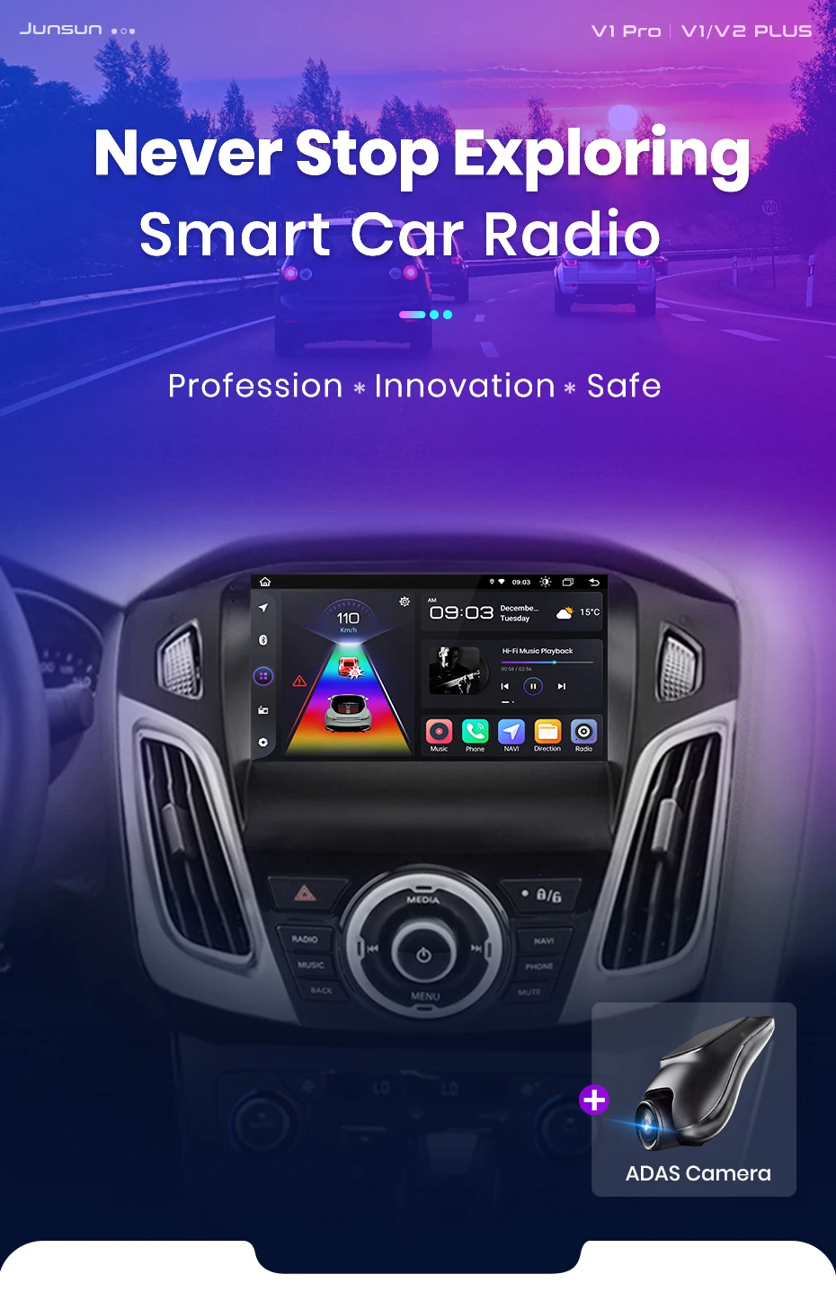 Junsun carplay android auto autoradio für ford focus 3 mk3 2006-2018 gps intelligente systeme stereo multimedia autoradio – Detail 2