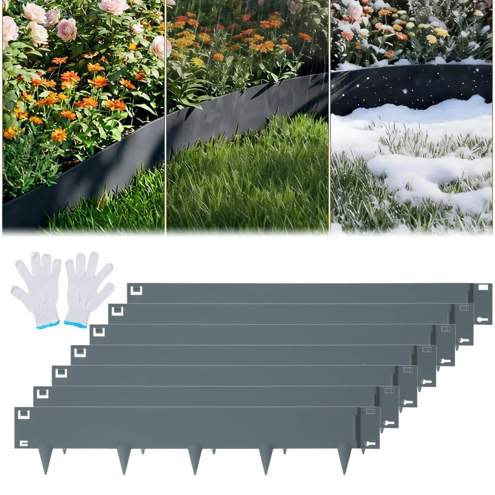 Bordure de jardin en acier galvanisé pliable à pointes de requin pour aménagement paysager, parfaite pour les parterres de fleurs, les allées et la délimitation des pelouses
