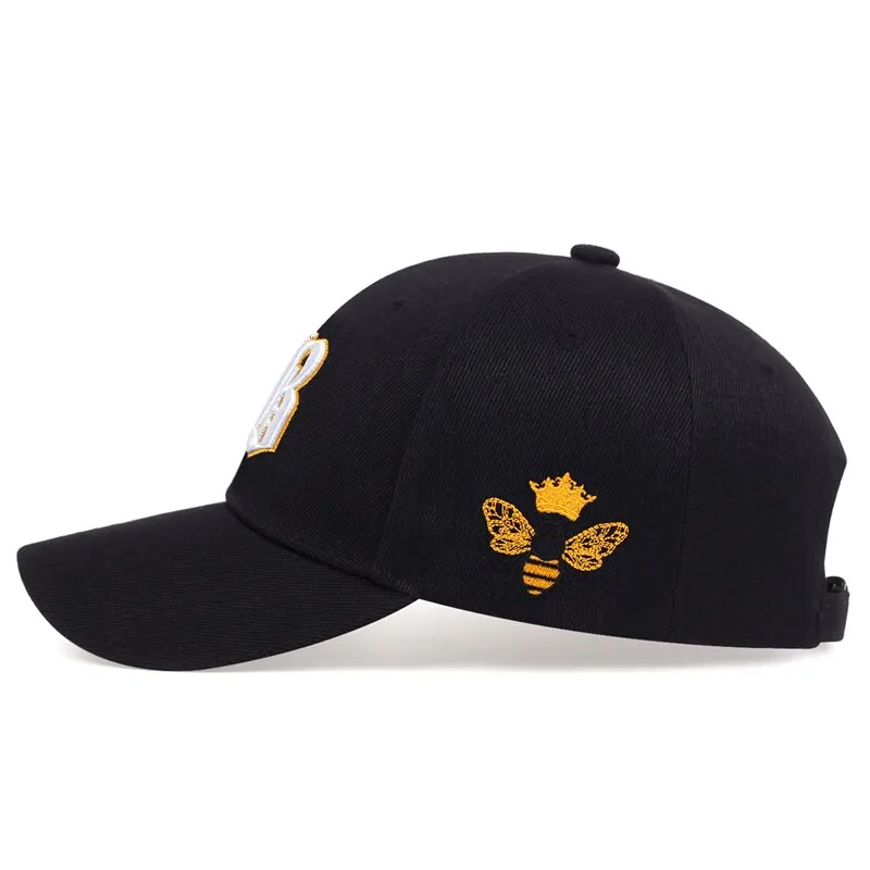 Unisex Gothic Letter Side Bee Embroidery Baseball Caps Spring and Autumn Outdoor Adjustable Casual Hats Sunscreen Hat Sports Cap