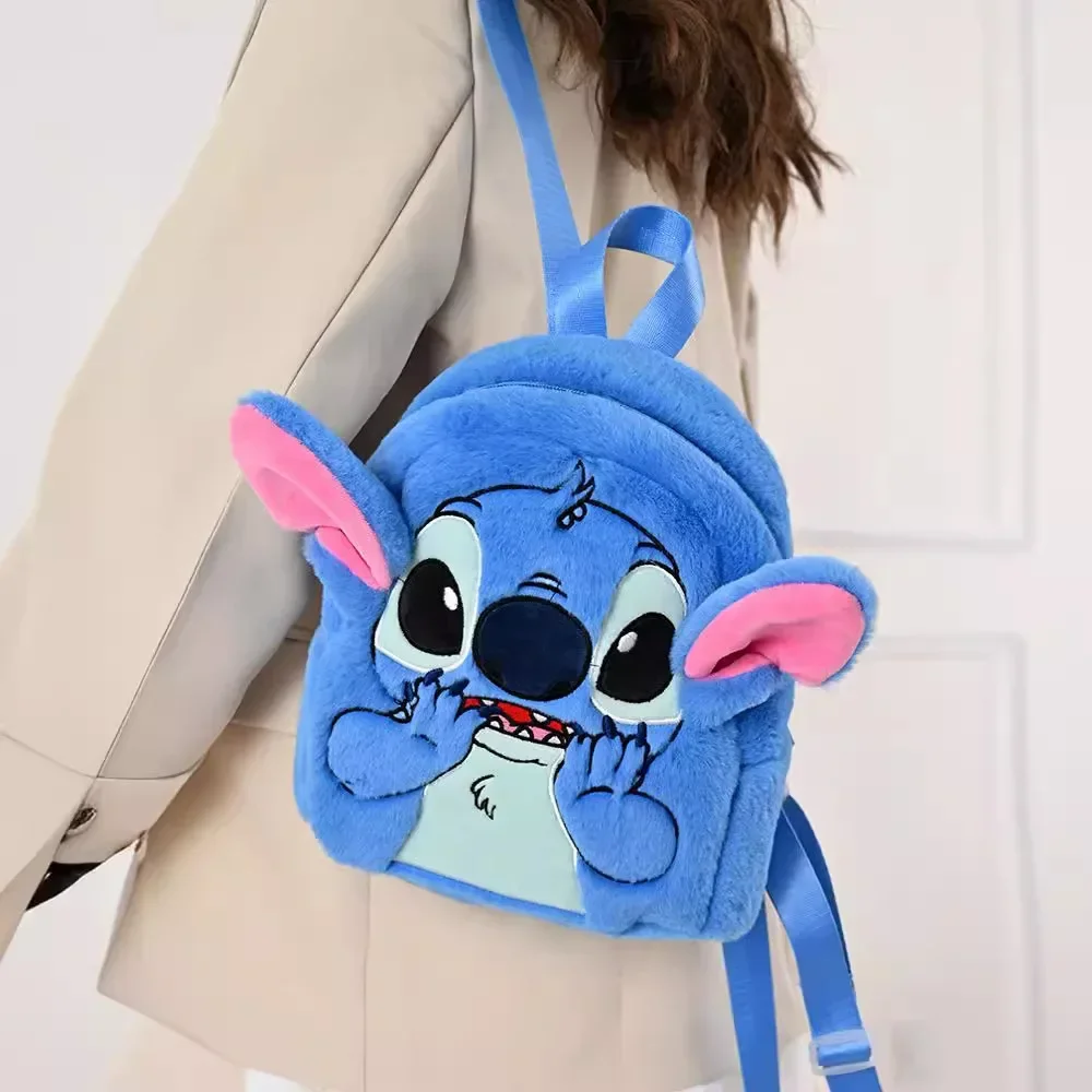 

Disney Stitch Backpack New Cartoon Student Schoolbag Mickey Mouse Cute Furry Shoulder Bag Handbag