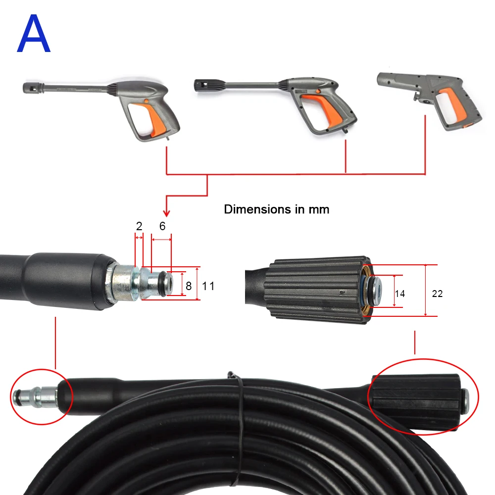 6m 10 Meter 160bar 2320psi Hochdruck wasser reinigungs schlauch Kabel rohr für Inters kol Elitech Hochdruck reinigers ch lauch
