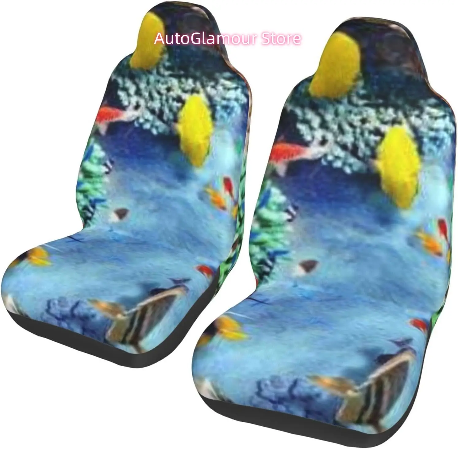 Wonderful and Beautiful Underwater World with Corals Universal Car Seat Covers 2-Piece Set - Stretch-to-Fit Front Seat Protector