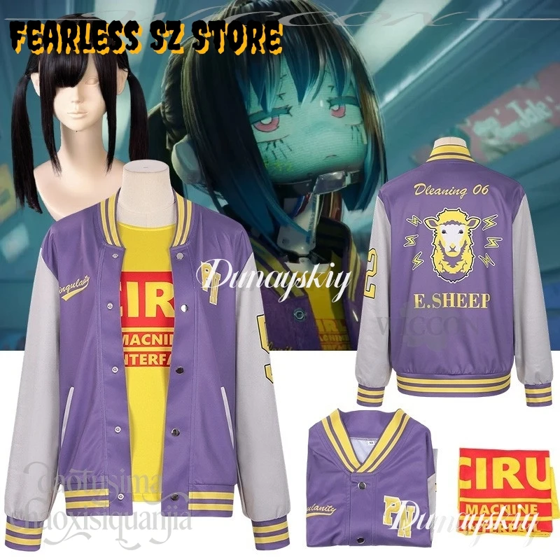 Disfraz de Anime Milky Subwaayy, Cosplay de Makina Kurusu, Chaqueta de Béisbol Morada de Moda Punk, Camiseta Amarilla, Navidad, Halloween