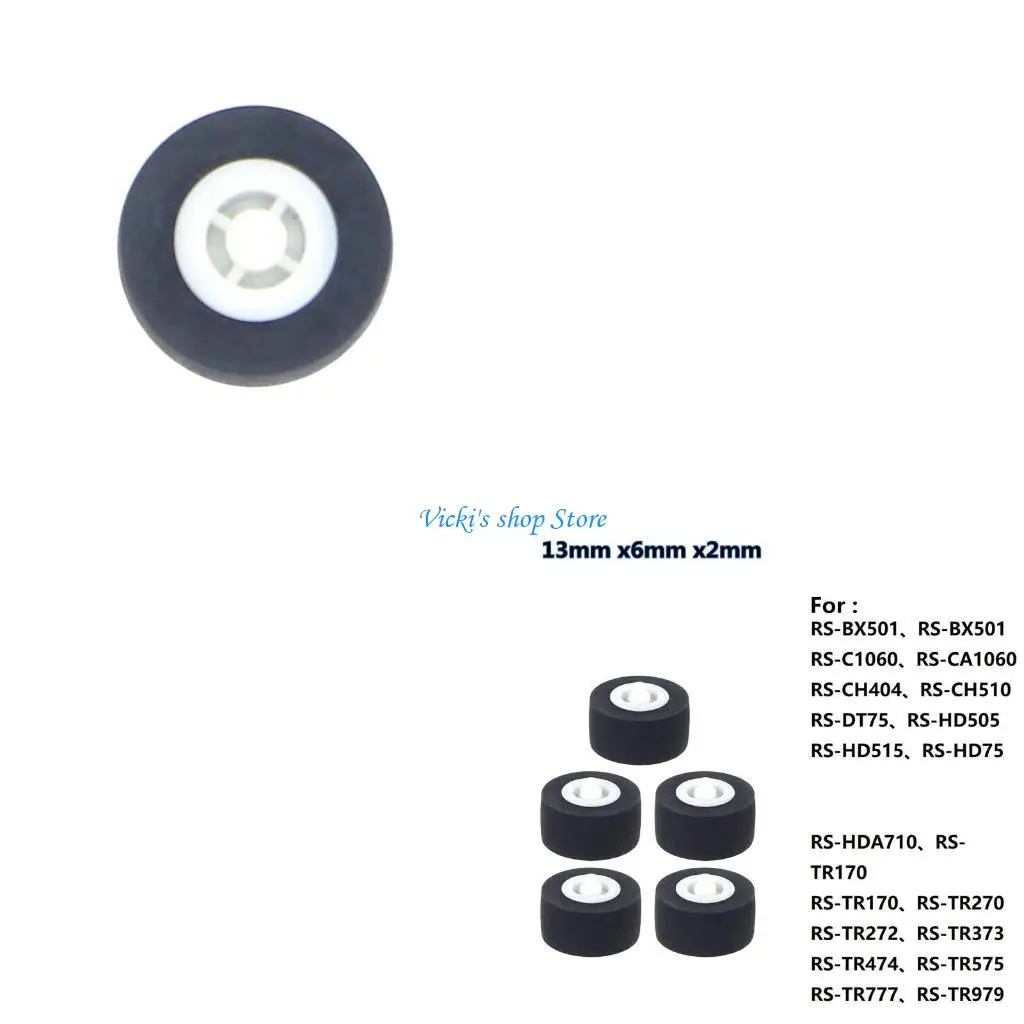 

5x Black Rubber Bearing Roller Guide Pulley Wheel Pinch Roller 13x6x2mm for RS-CH770 RS-BX501
