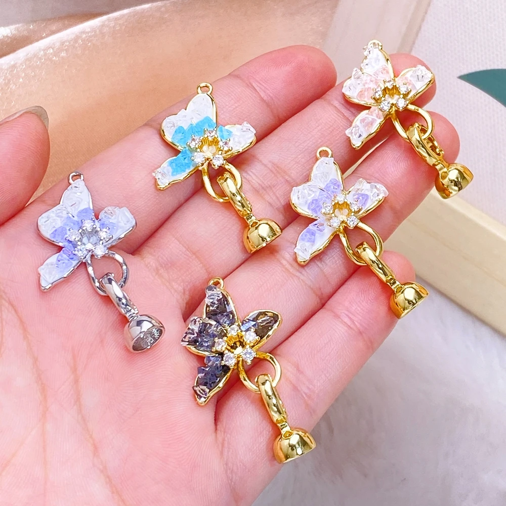 Juya Fiore Decorativo Fatto A Mano Connettore di Chiusura Ganci di Bloccaggio Catenacci Accessori Per Le Donne FAI DA TE Moda Cucito Creazione di Gioielli