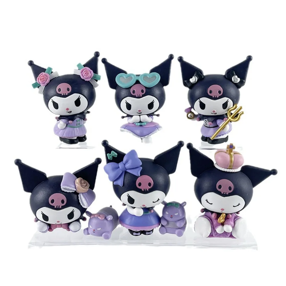 

Sanrio Kuromi Cartoon Birthday Party Series Handmade Complete Set of Six Models Trick Theater Ornament Dolls Gifts Trendy Play