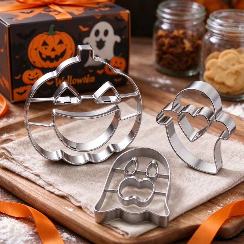 Halloween Cookie Cutter Set Stainless Steel Pumpkin Ghost Shape Biscuit Mold Fondant Fruit Cheese Cutting Molds Baking Tools