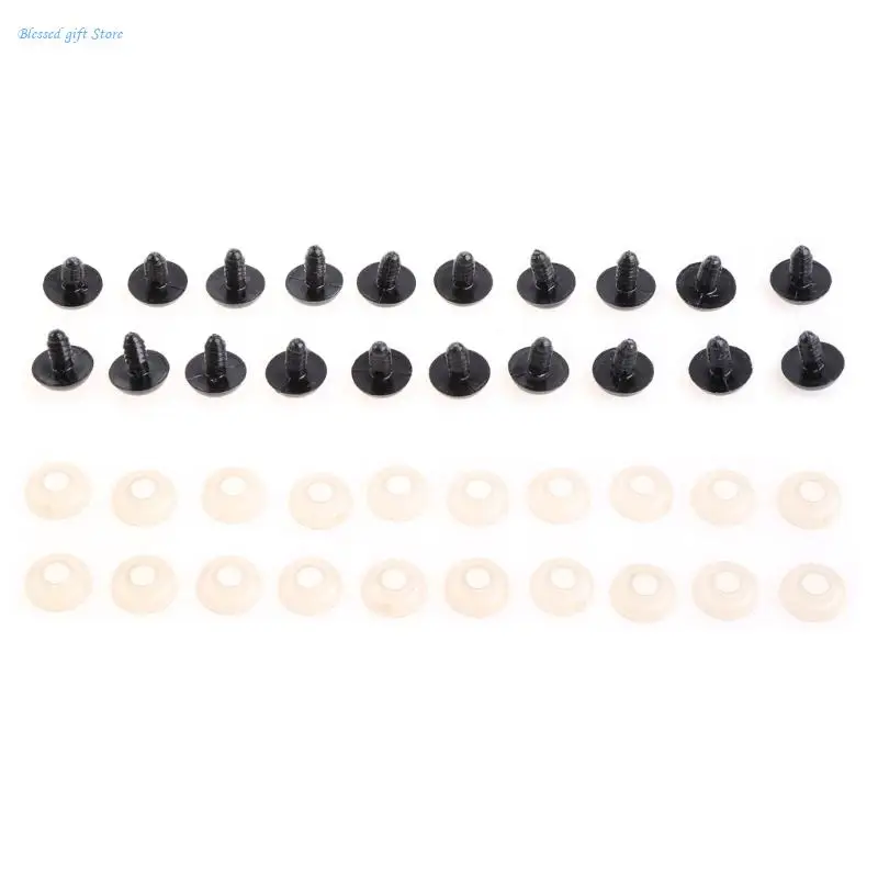 20 piezas ojos seguridad plástico negro 6-20mm para osos peluche/muñecas/animales juguete/fieltro