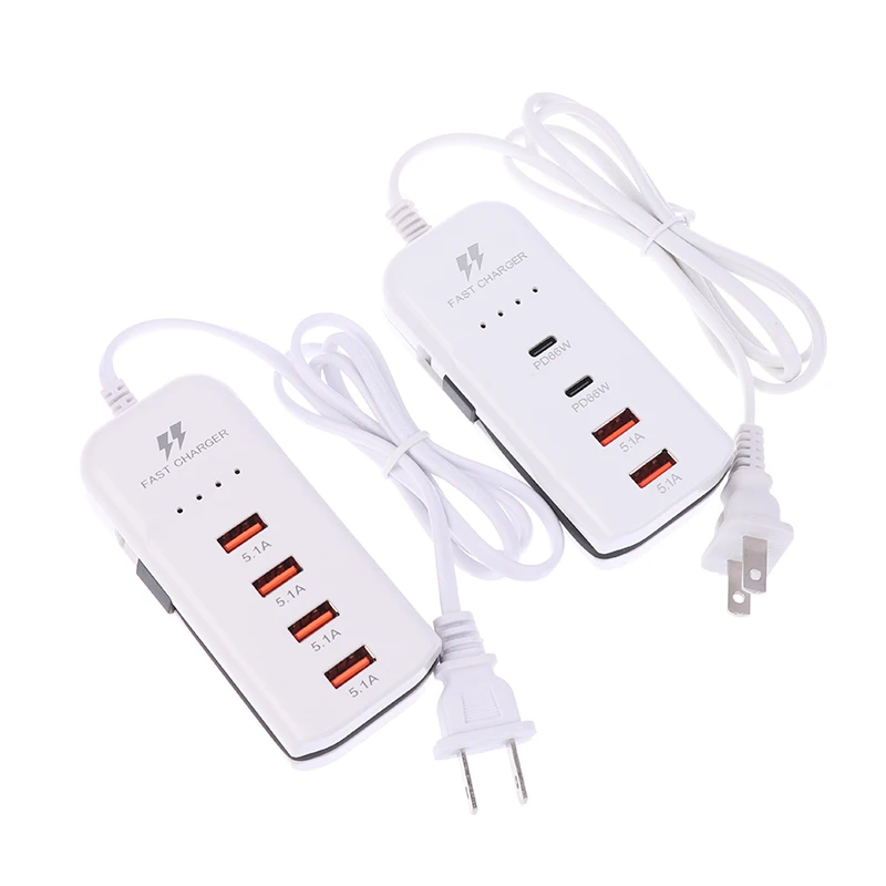 携帯電話用USBハブアダプター,USプラグ,急速充電,PDタイプC,急速充電,壁充電器,マルチポート,1個