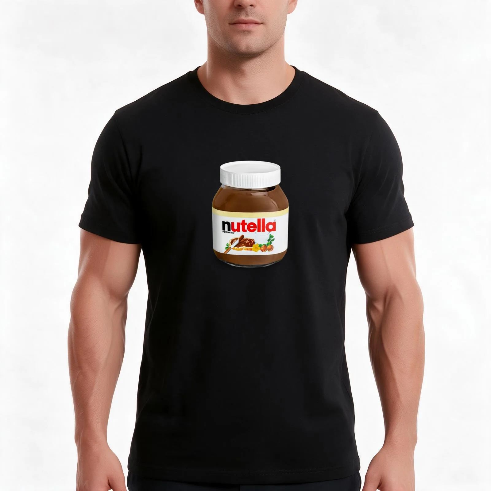 Real Nutella T-Shirt, Summer Casual Cotton Tee, Oversized Streetwear Tops, Vintage Graphic Print, Loose Fit Short Sleeve