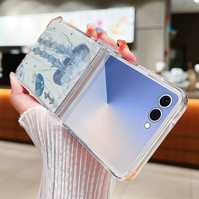 Whale Shell Pattern Phone Case For Samsung Galaxy Z Flip 8 7 FE 6 5 4 3 5G Folding Hard PC Clear Cover For Samsung Z Flip7 Flip8 view 6