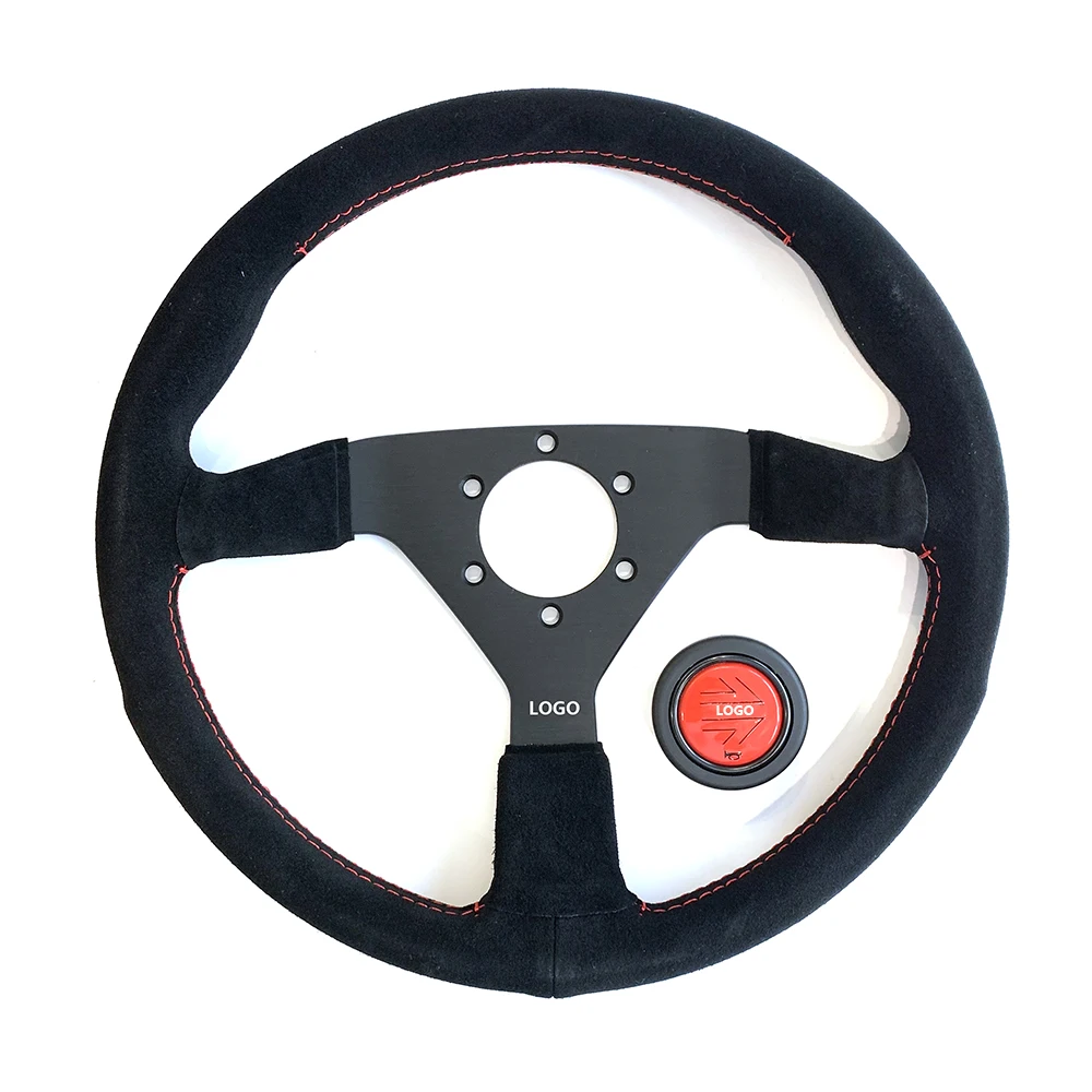 Tiypeor Universal Microfiber Suede Steering Wheel Racing Sports Gaming Steering Wheel 14inch