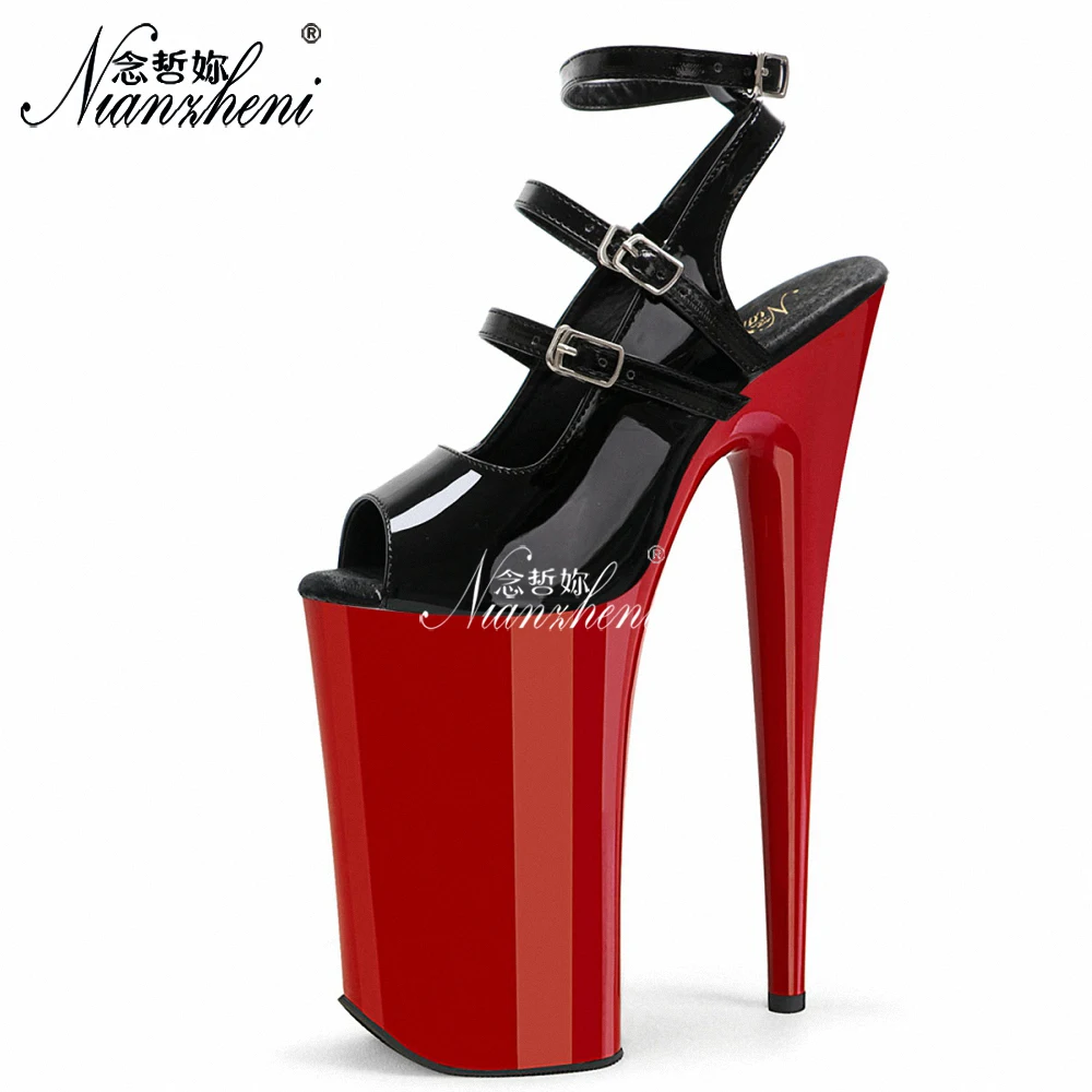 Sexy Women's 9 Inch 23cm 10 Inch 26cm Platform Sandals Gothic Single Strap Closure Pole Dance Rhinestone Fetish Punk Club Wear