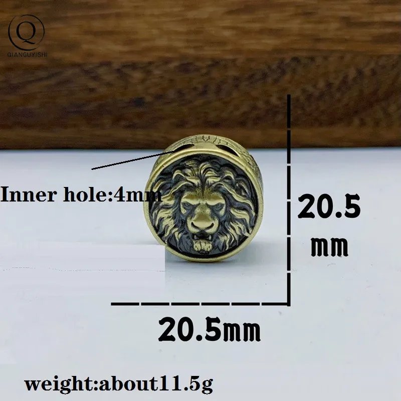 Brass Lion King compass  Knife Pendant Beads Creative Copper Car Keychains Umbrella Rope Bead EDC Outdoor DIY Paracord Pendant