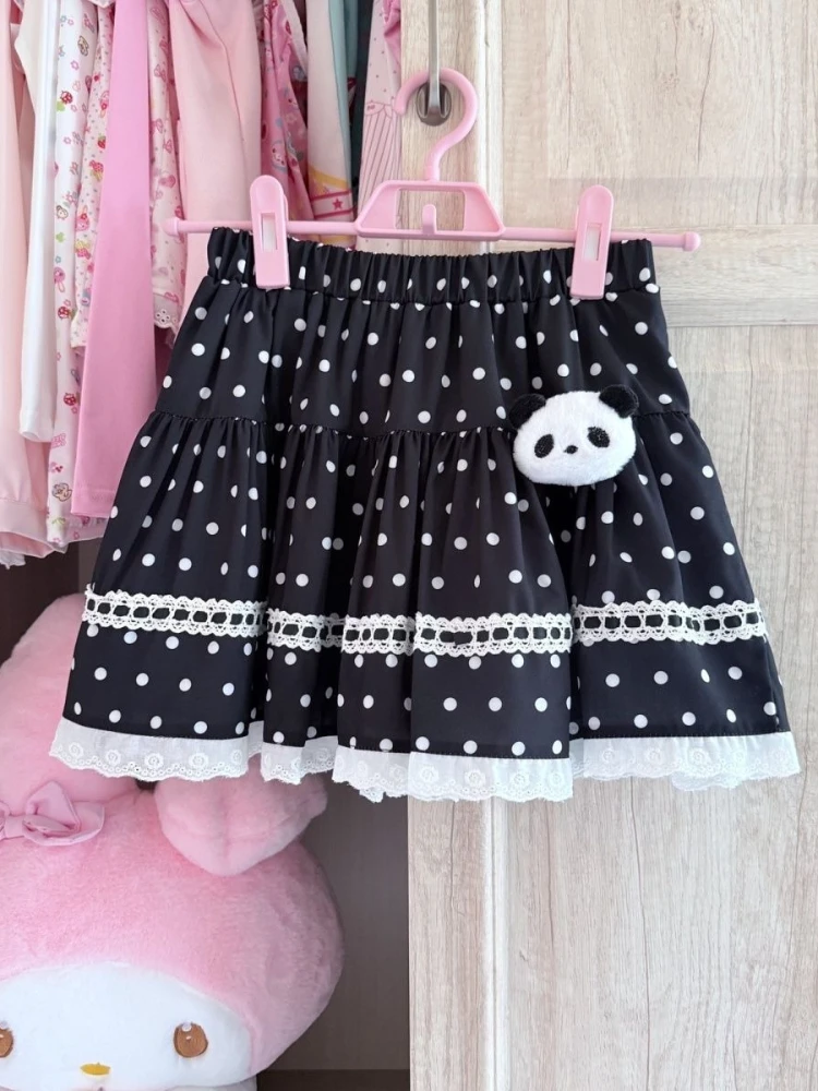 

Юбка мини в стиле Y2K с принтом в горошек, в японском стиле 2000-х, винтажная, сладкая, короткая, для вечеринок, летняя, с кружевными вставками, в стиле Harajuku, юбка-тортик