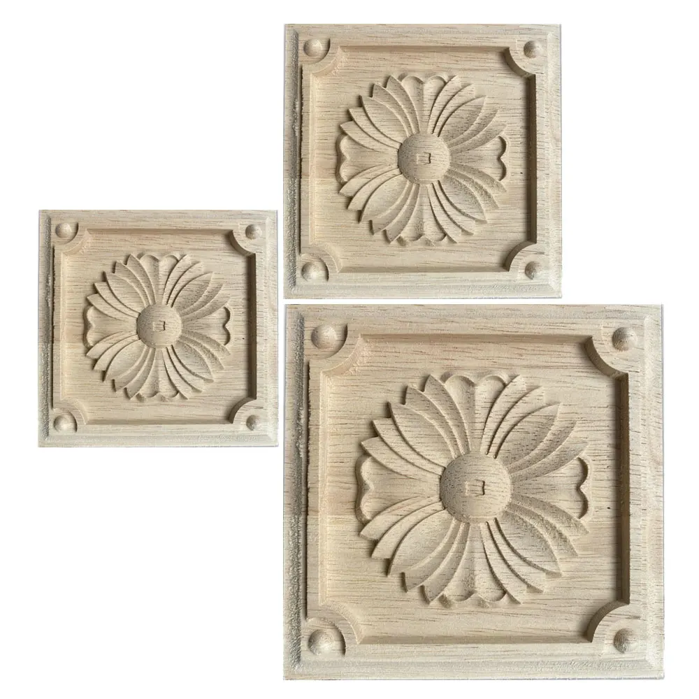 8-12cm Vintage European Floral Wood Carved Corner Applique Carving Decal Furniture Cabinet Door Frame Wall Home Decor Crafts