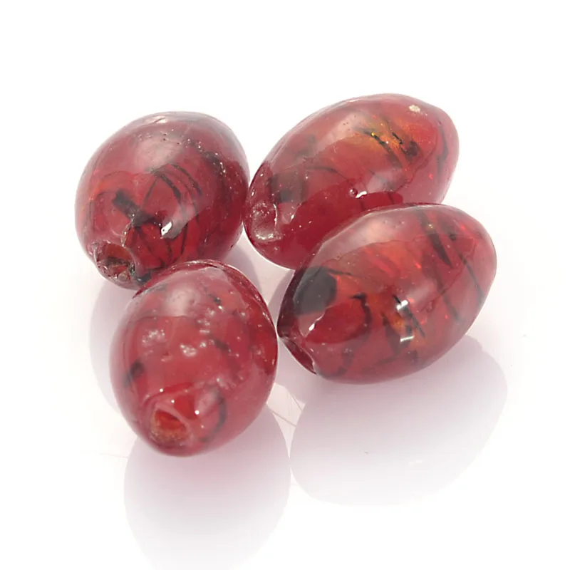 10 Pcs Glass Chamilia  Oval Spiral Silver Foiled Glass Lampwork Spacer Beads For Diy Jewelry Making Accessories