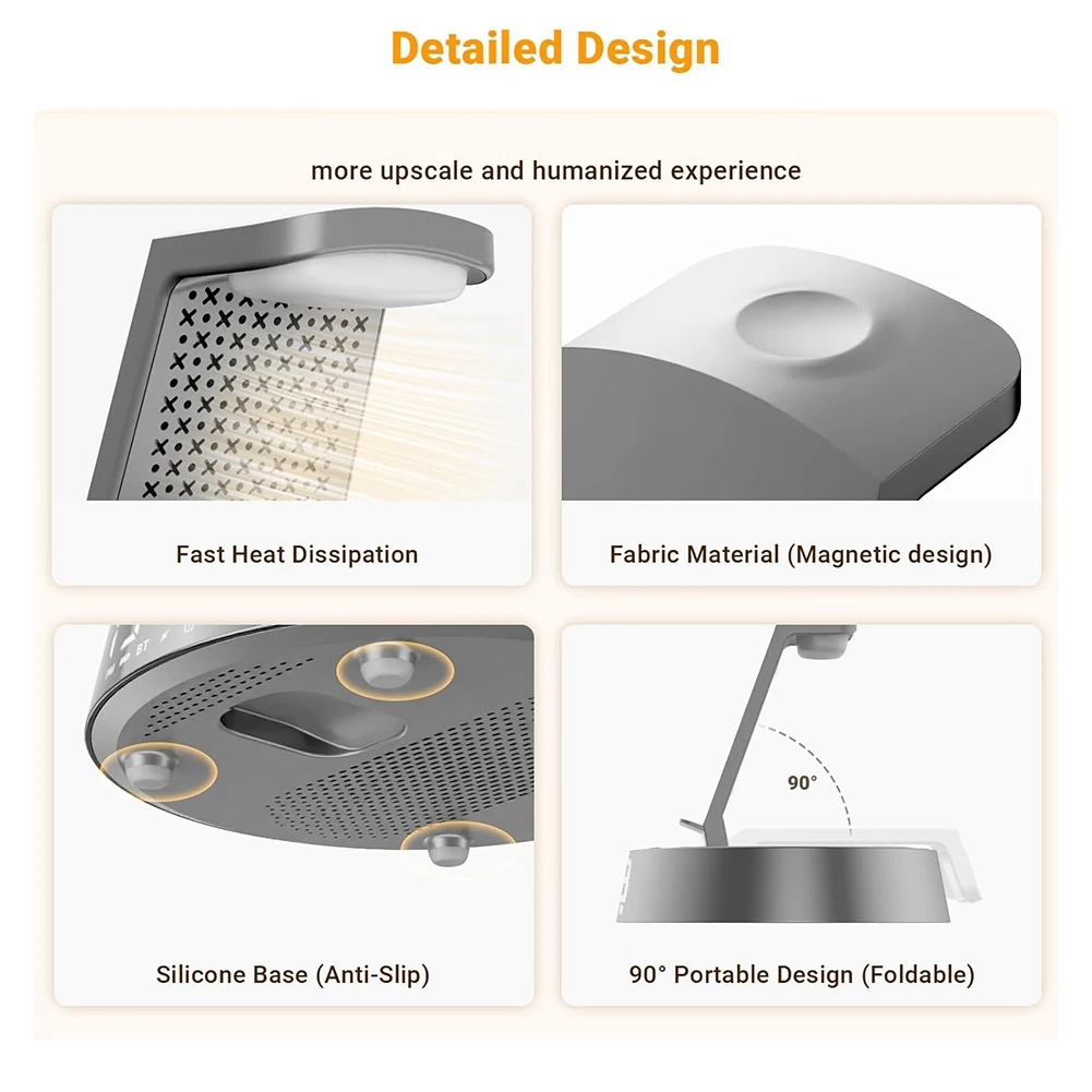 

Многофункциональная зарядная станция ABAB 6-в-1 для спальни: беспроводная зарядка, ночник с регулировкой яркости, Bluetooth-колонка