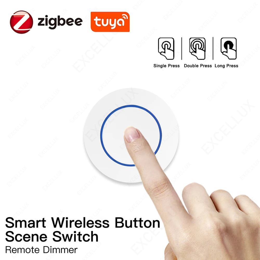 Tuya Zigbee Smart Scene Switch Wireless Smart Home Scene Switch Zigbee Smart Button Support Smart Life App Needs Zigbee Gateway