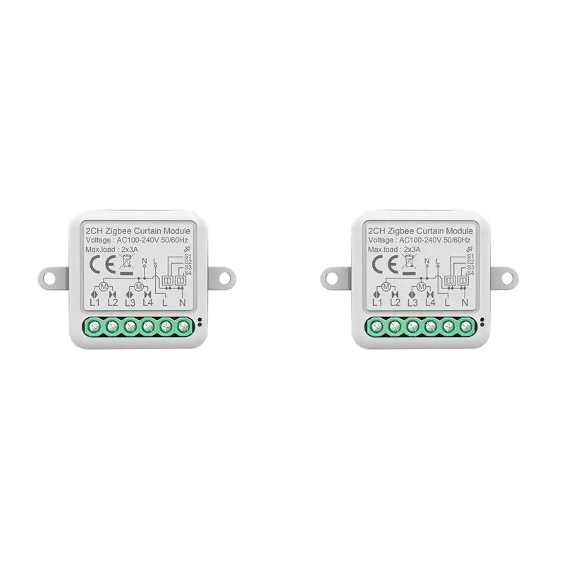 ABQU Tuya Zigbee Smart Curtain Switch Module 2CH Intelligent Circuit Breaker Support APP Remote Control for Curtain Switch 2PCS