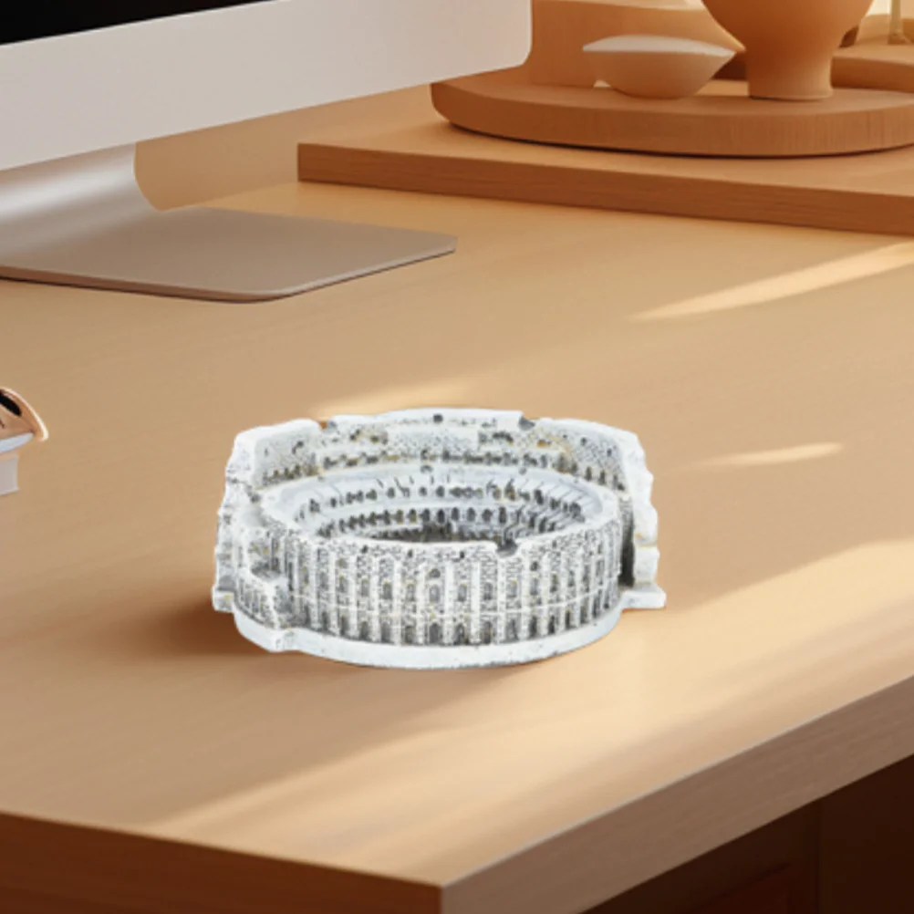 

2Pcs Roman Colosseum Ashtray Vintage Decor Home Office Nordic Cement Unique Design Miniature Sculpture Table