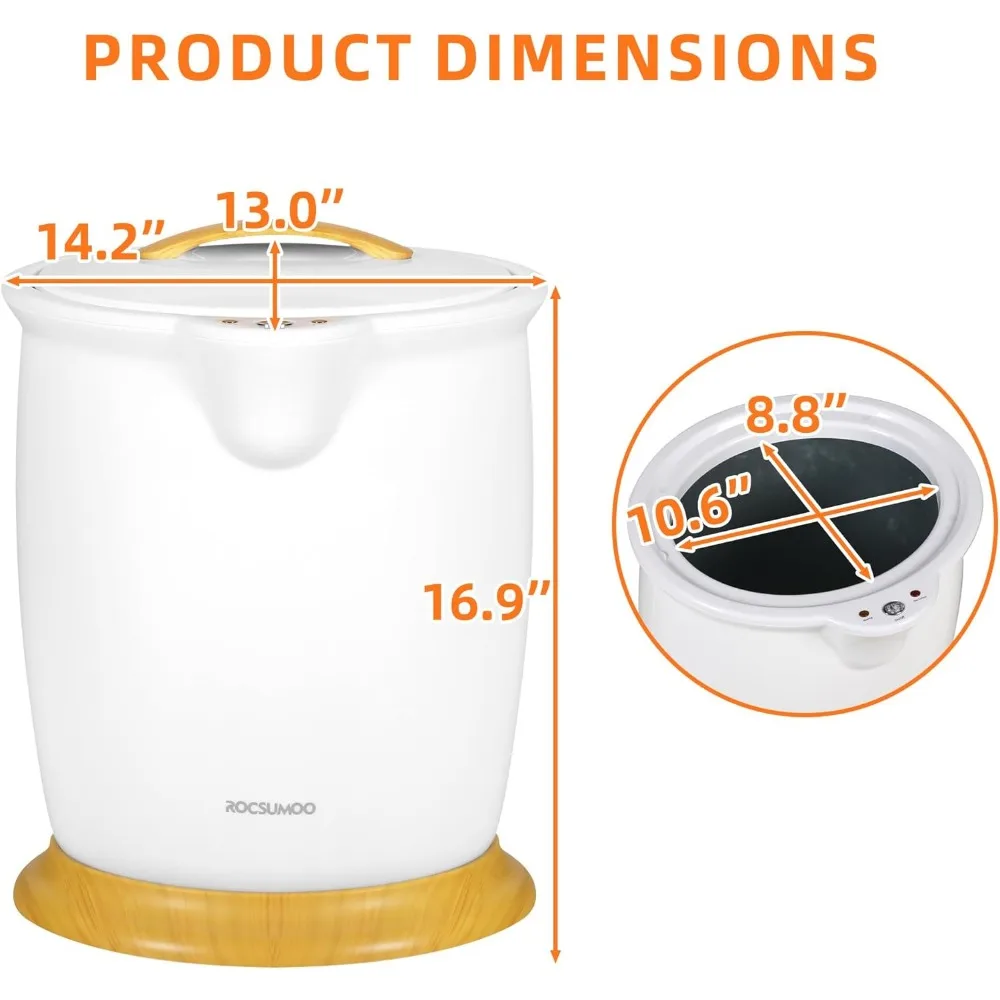 Cubo calentador de toallas de 20L con soporte para fragancia, calentamiento continuo de 1H, tapa extraíble, se adapta a hasta dos toallas de gran tamaño de 40 "X 70"