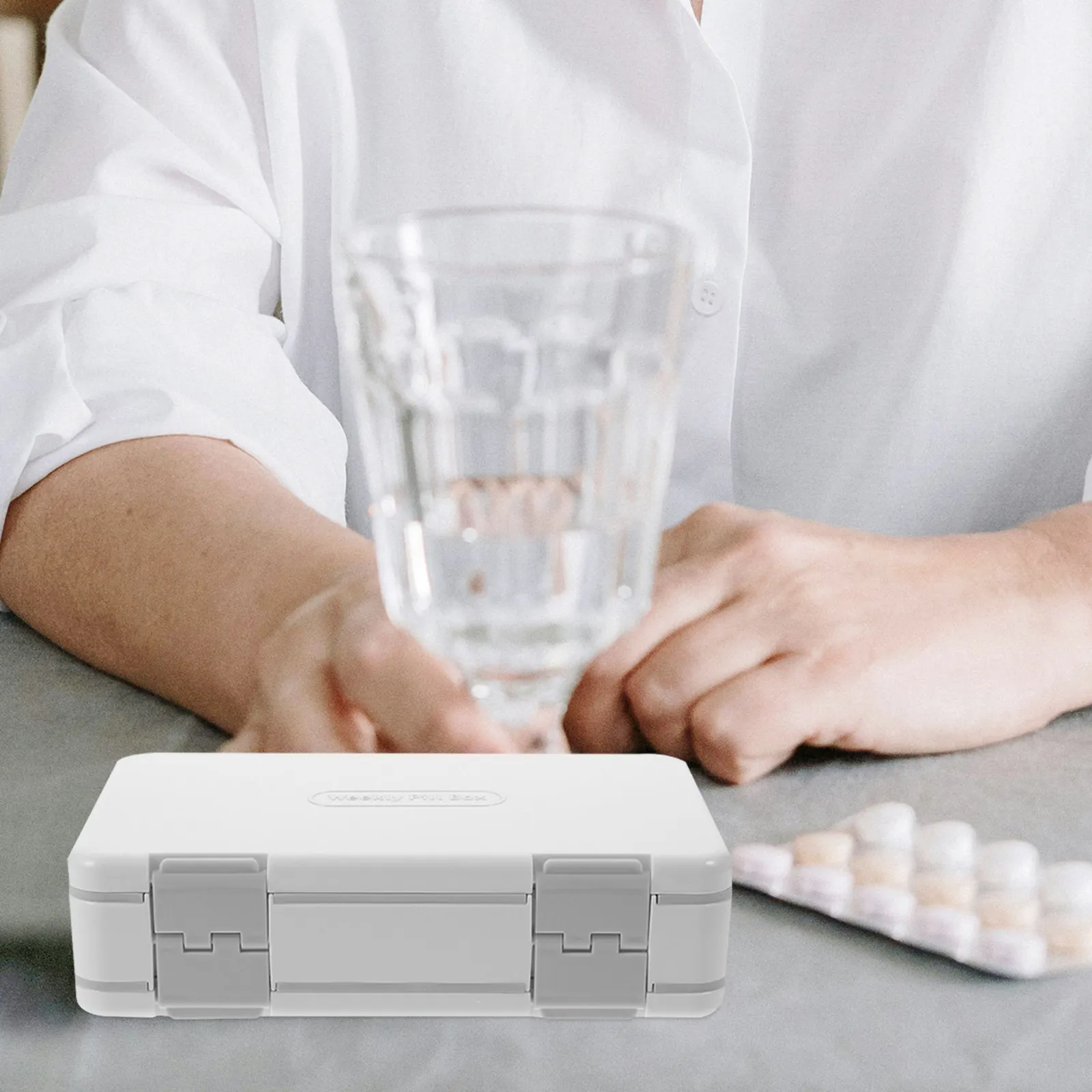 Weekly Pill Box Portable Medicine Container Double Layer Sealed Morning Afternoon Evening Compartments Tablet Dispenser