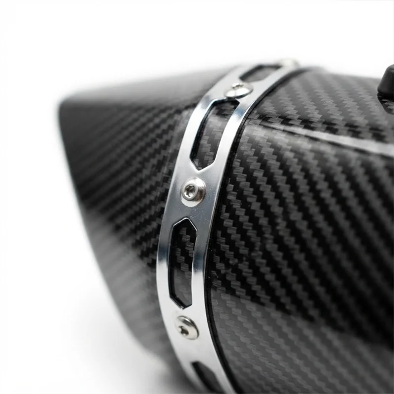 Small Cone Hexagon Exhaust Pipe – Full Carbon Tip Universal Motorcycle Racing Exhaust with Deep Tone, Bolt-On Performance Upgrad