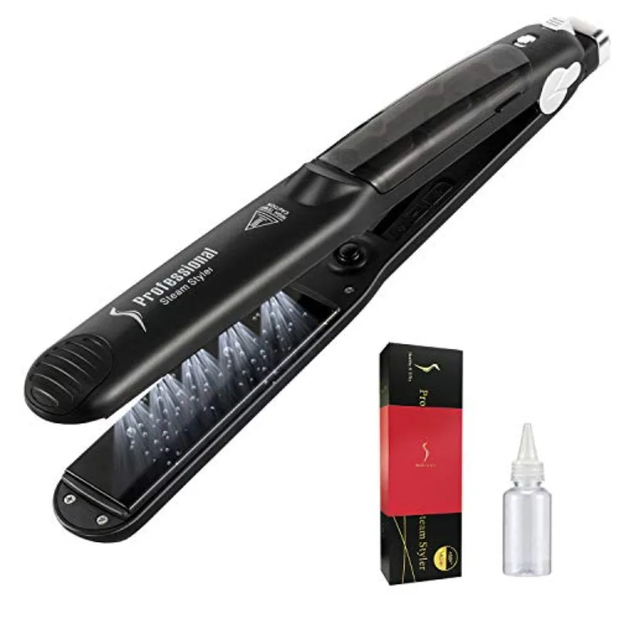 

DORISILK Steam Straightener for Hair Professional Steam Flat Iron Salon Ceramic Tourmaline Vapor Steam Ionic Straightening Iron