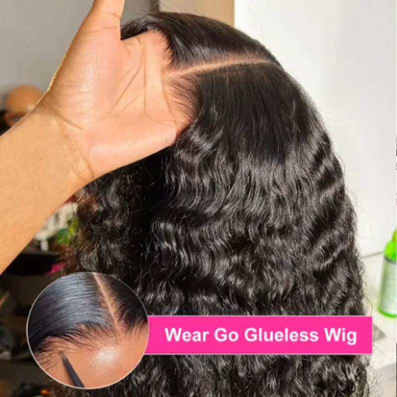 

Бесклеевой парик из человеческих волос, готовый к ношению, вьющиеся 5x5, кружевная застежка, глубокая волна, фронтальный парик 13x4 Hd, кружевные отбеленные узлы для женщин, 13x6