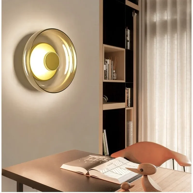 Minimalist glass creative mushroom bedroom design model room bedroom study bedside wall lamp LB101201