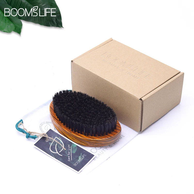 1pc Brosse Poil De Sanglier Wave Brush for Men 360 Curve Palm Soft Boar Bristle Beard Brush Wood Beard Comb Cepillo Para Cabello