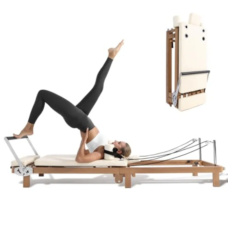 Pilates plegable reformador Pilates caja cuadrada Set90 gimnasio en casa preensamblado para mujeres hombres entrenamiento paquete sistema de doble resistencia