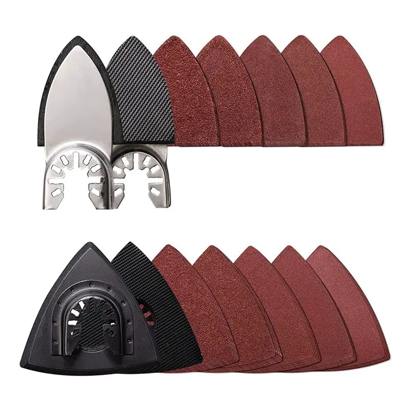 A89X 104Pcs Oscillating Tool Detail Sanding Pads, 2Pcs Triangle Sanding Pads and 2Pcs Finger Sanding Pad, 100Pcs Sandpaper