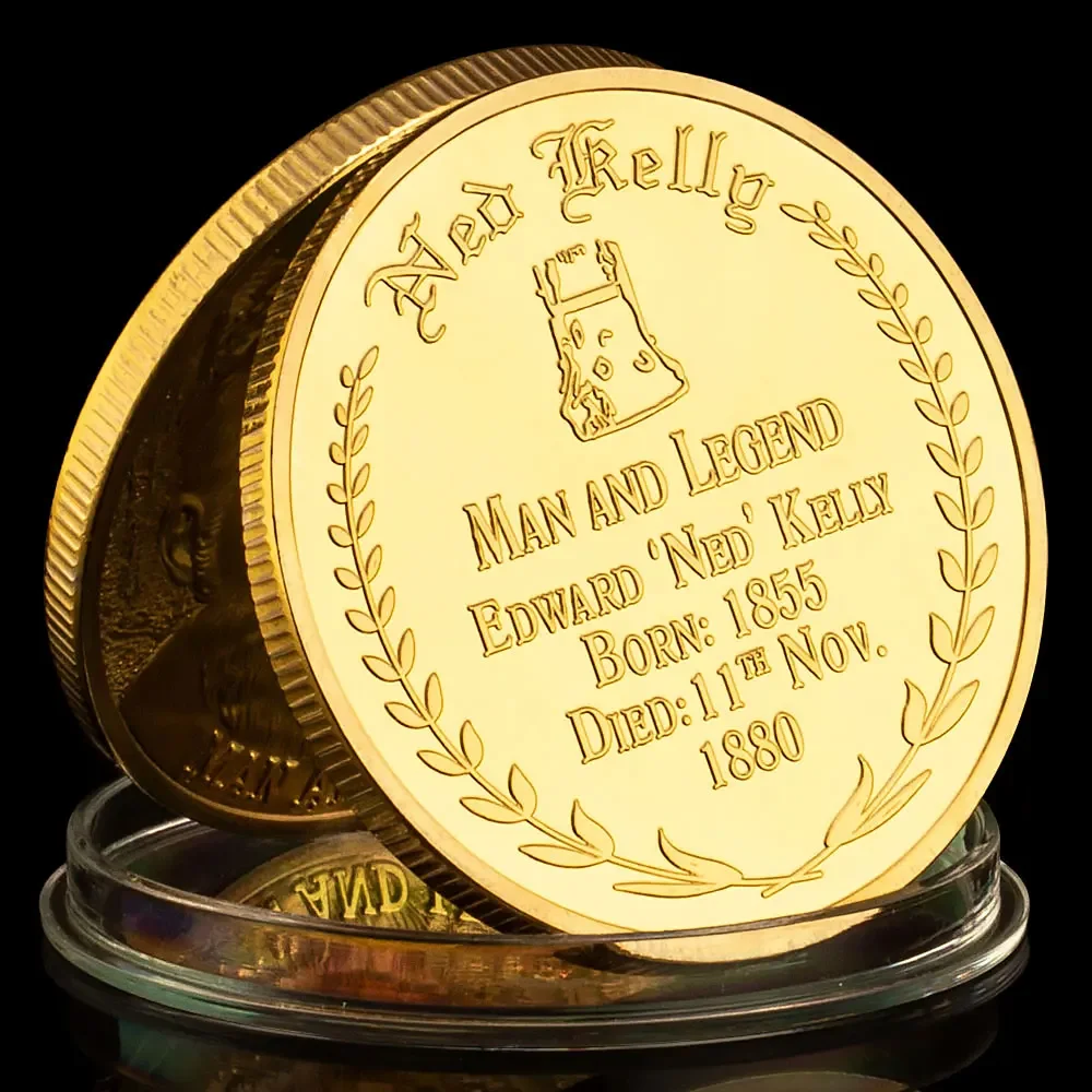 Australian Man and Legend Ned Kelly (1855-1880) Collectible Gold Plated Souvenir Basso-relievo Replica Commmeorative Coin