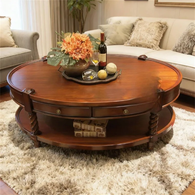 

Classy Walnut Coffee Tables Round Luxury European Designer Vintage Coffee Tables Living Room Salon Muebles Para Hogar Furniture