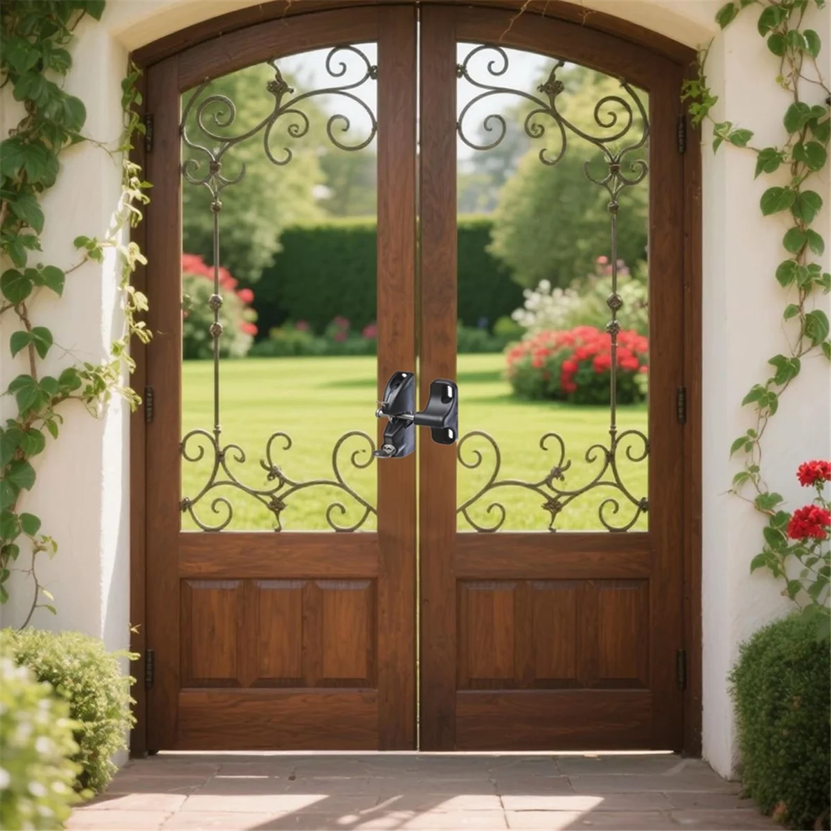 New Double-Sided Automatic Locking Gate Latch,Key Lockable Fence Lock for Child & Pet Secure, Lock for Wood Metal Gates