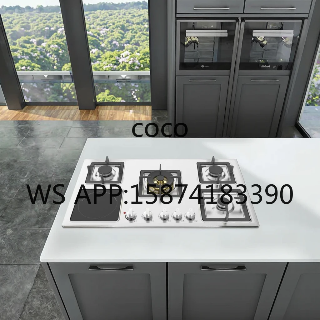 Brand New 4 Gas 1 Electric Built-in Cook Top with Matt Black Stainless Steel Panel & Class A Energy Rating