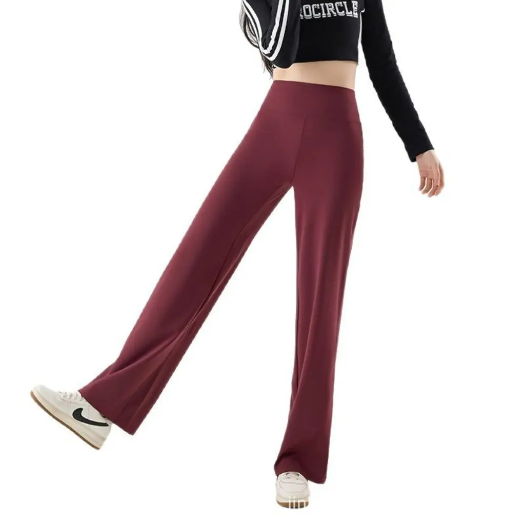 

Women's Shark Skin Cool Sense Straight Pants Casual Wide Leg Trousers Summer High Waist Drapey New Fashion T9118