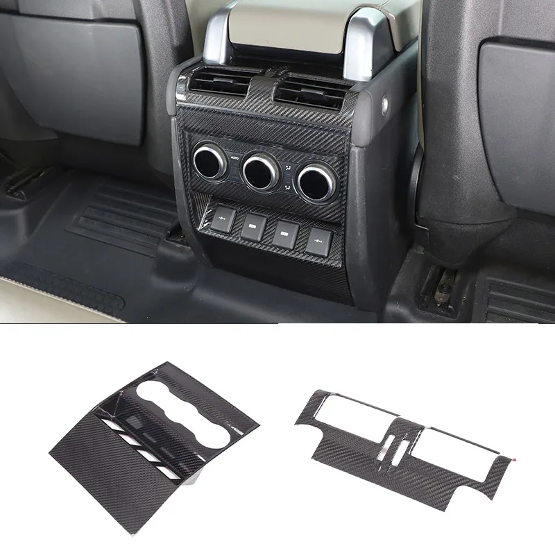 For Land Rover Defender 110 130 2020-2024 Real Carbon Fiber Car Armrest Box Rear Air Outlet Anti-kick Cover Car Accessory