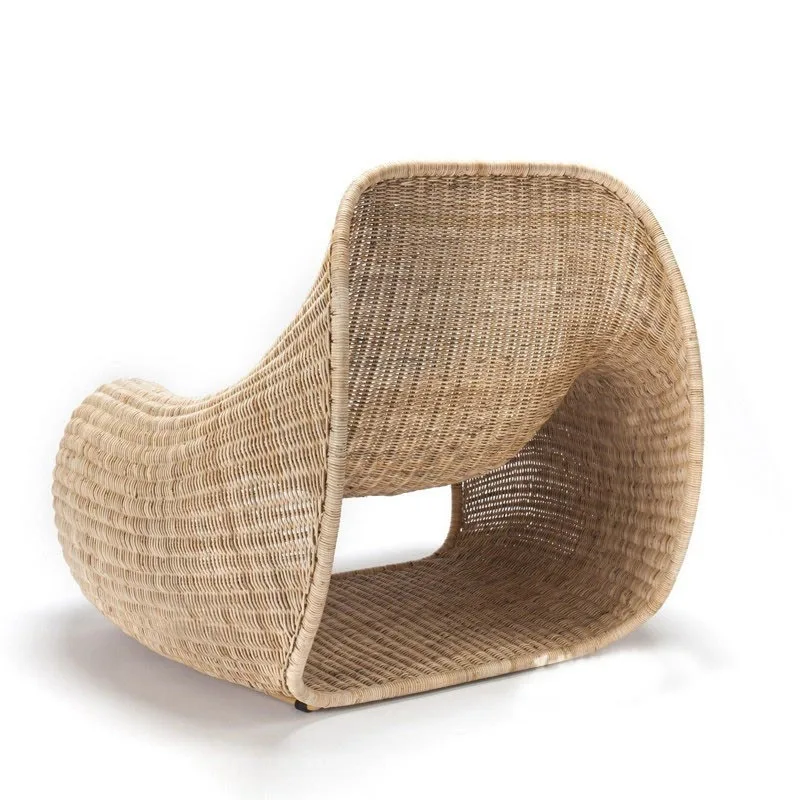 Nordic creative sofa, single balcony sofa chair, simple rattan-like homestay board room terrace courtyard rattan sofa