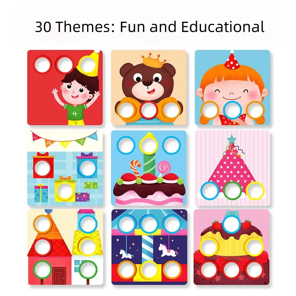 Gioco di puzzle per ordinamento di colori multicolori 30 temi Modello di cartone animato Puzzle per unghie a fungo Puzzle giocattolo Design interattivo in legno